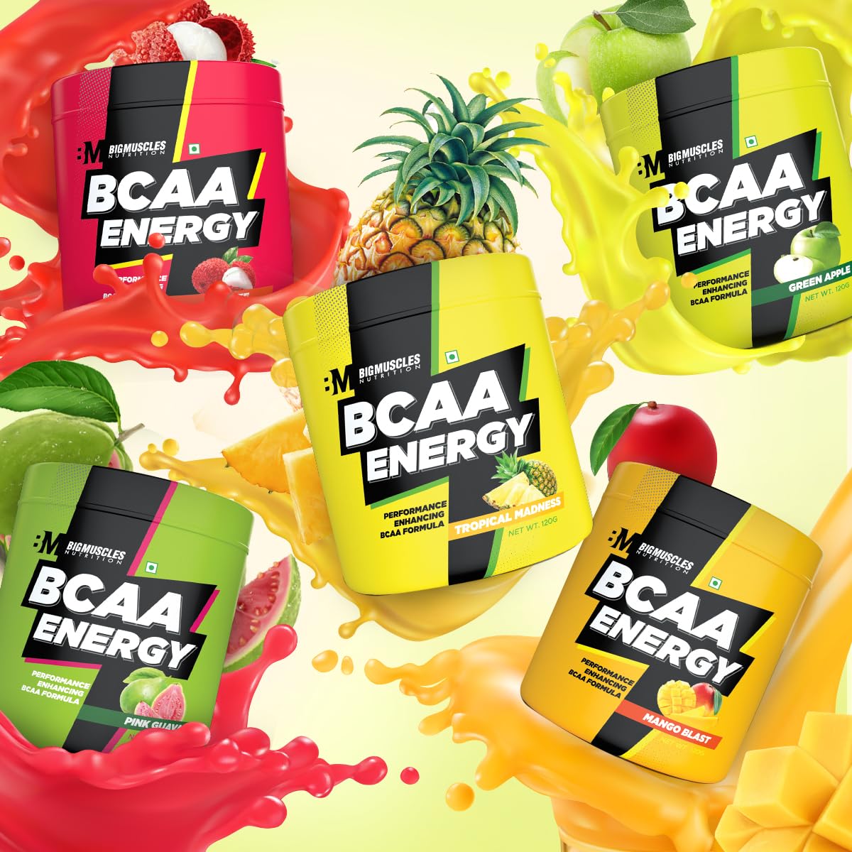 BIG MUSCLES NUTRITION BCAA ENERGY MANGO BLAST 180GM