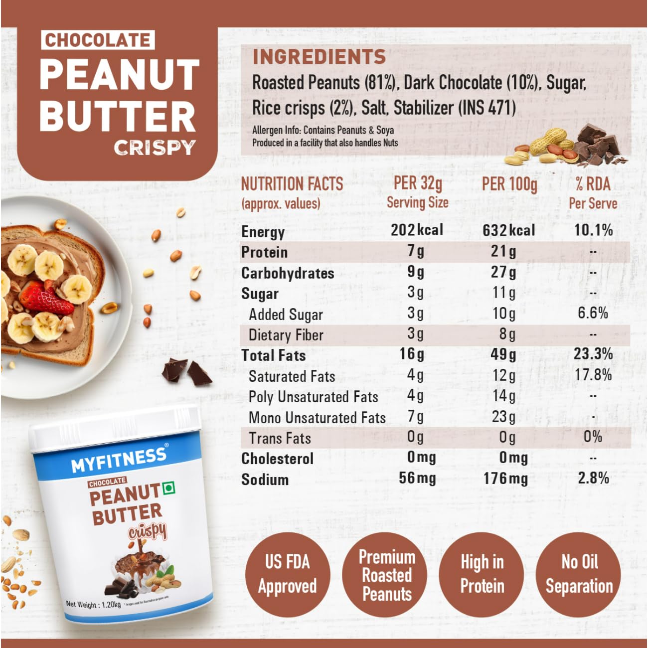MYFITNESS CHOCOLATE PEANUT BUTTER CRISPY 1.20KG