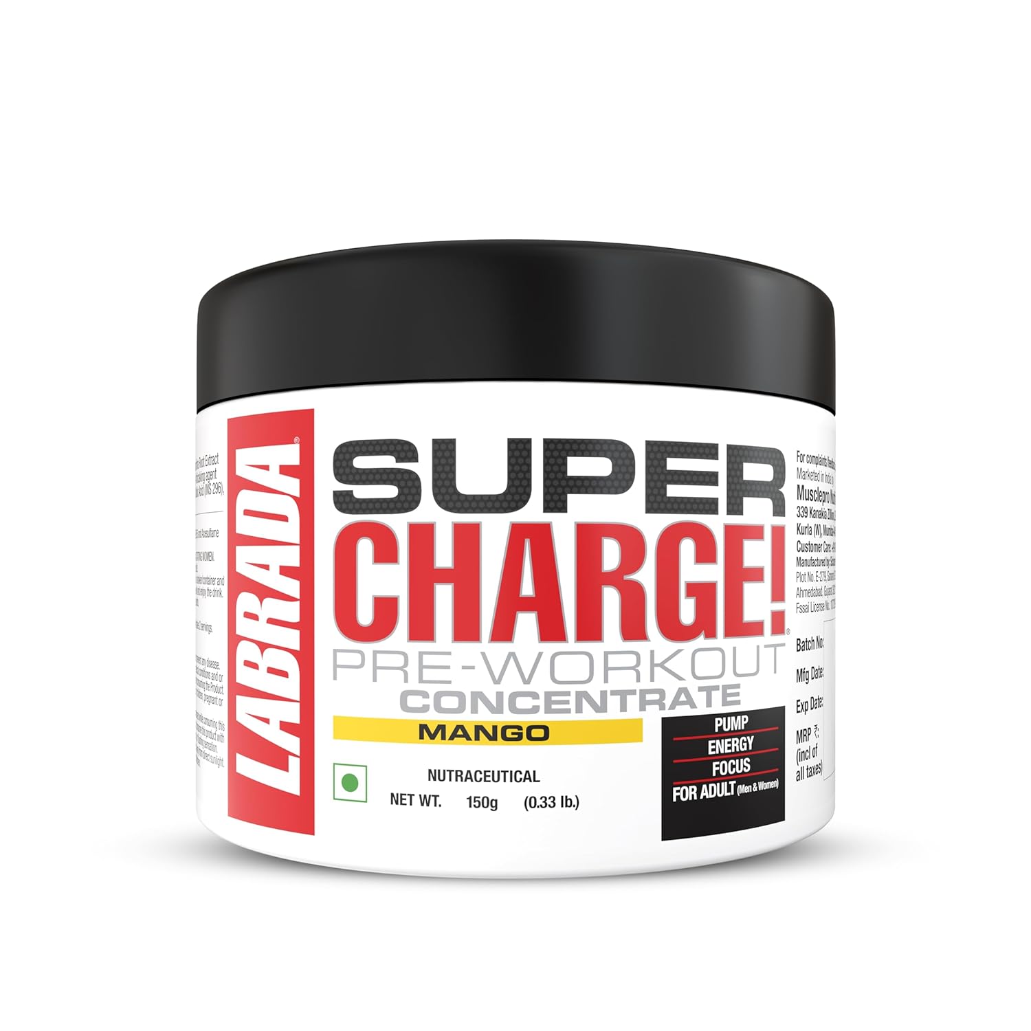 LABRADA SUPERCHARGE PRE-WORKOUT MANGO 150GM