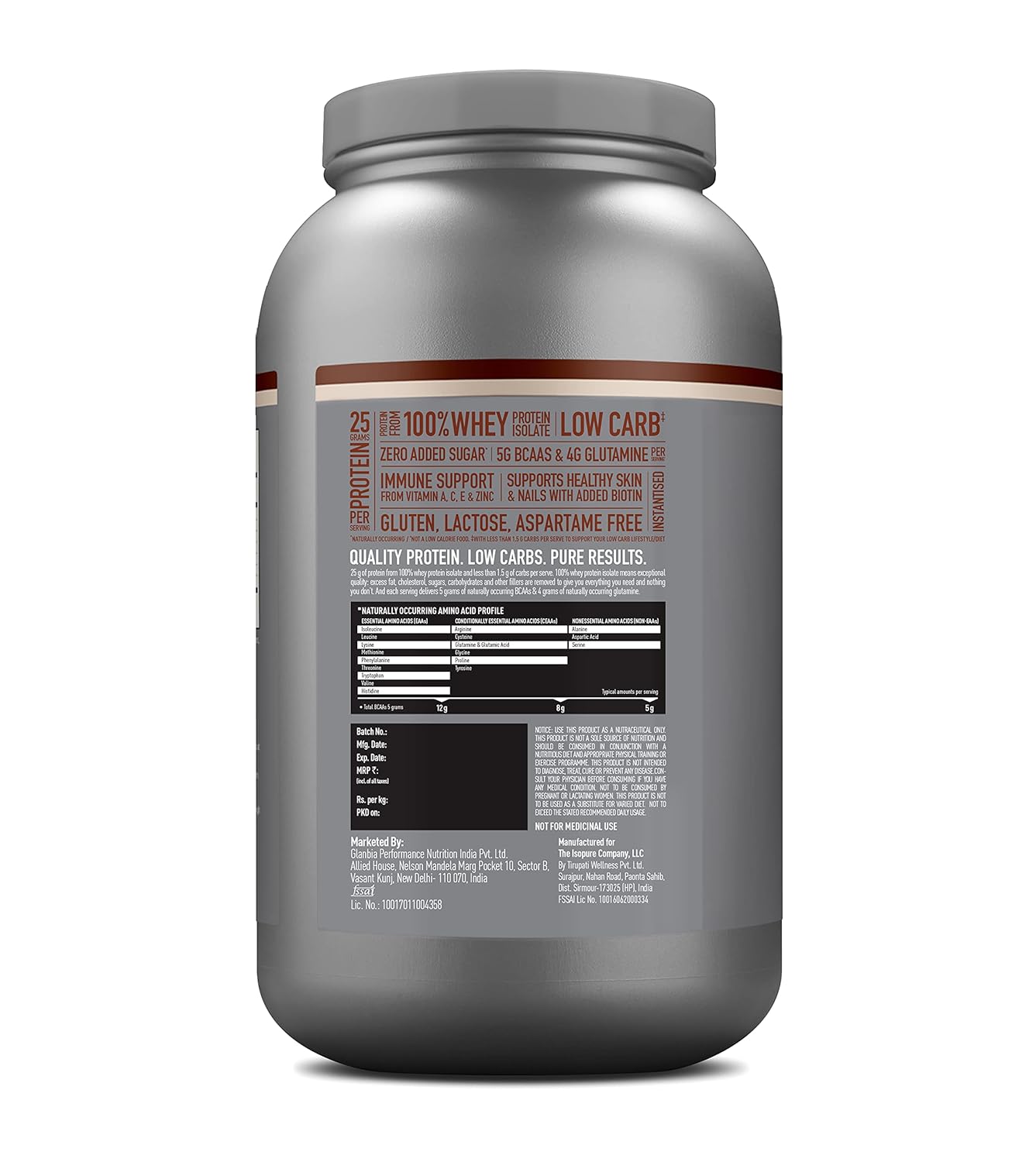 ISOPURE WHEY PROTEIN ISOLATE POWDER COOKIES AND CREAM 2KG