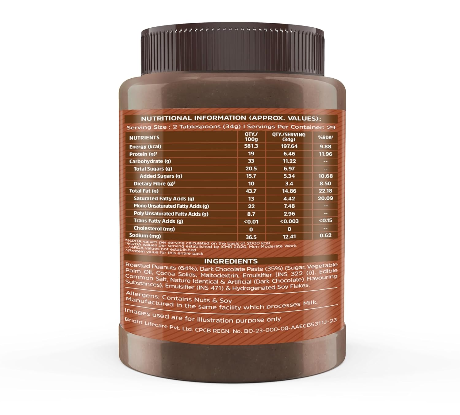 MUSCLEBLAZE CHOCOLATE PEANUT BUTTER CRUNCHY 1KG