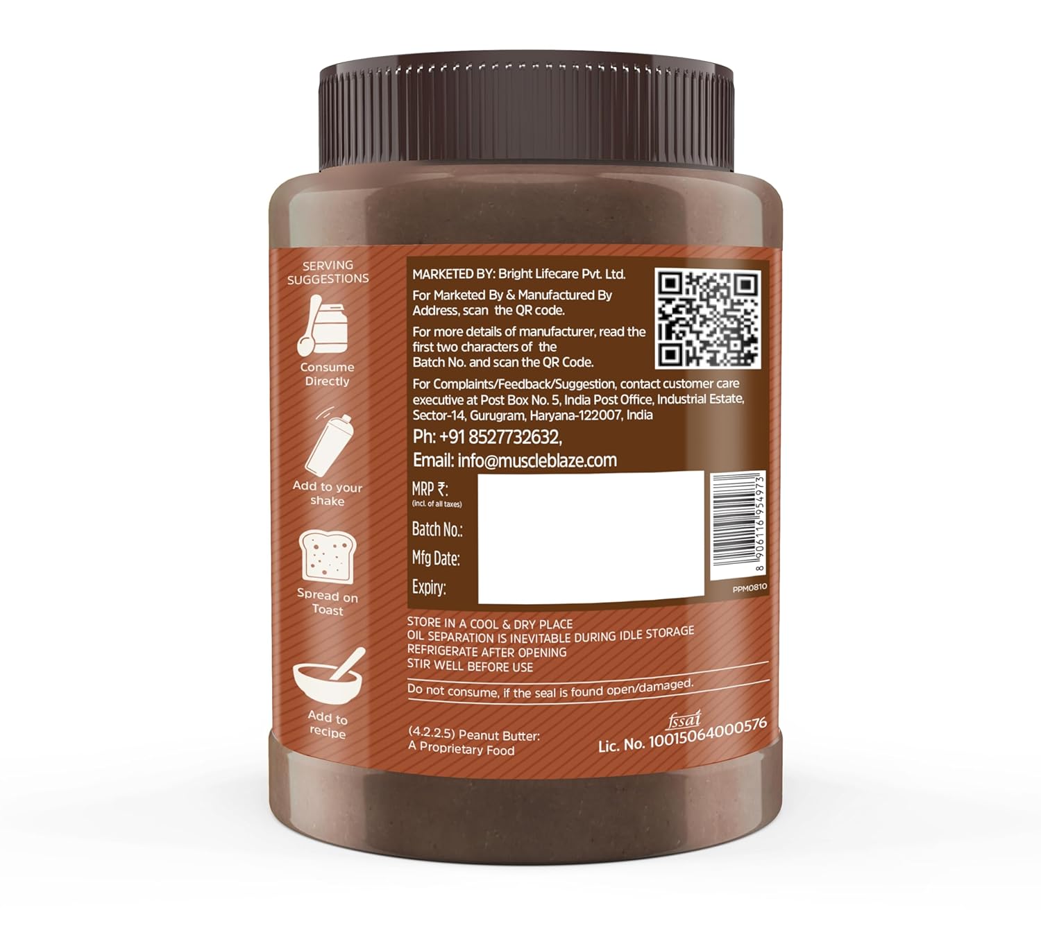 MUSCLEBLAZE CHOCOLATE PEANUT BUTTER CRUNCHY 1KG