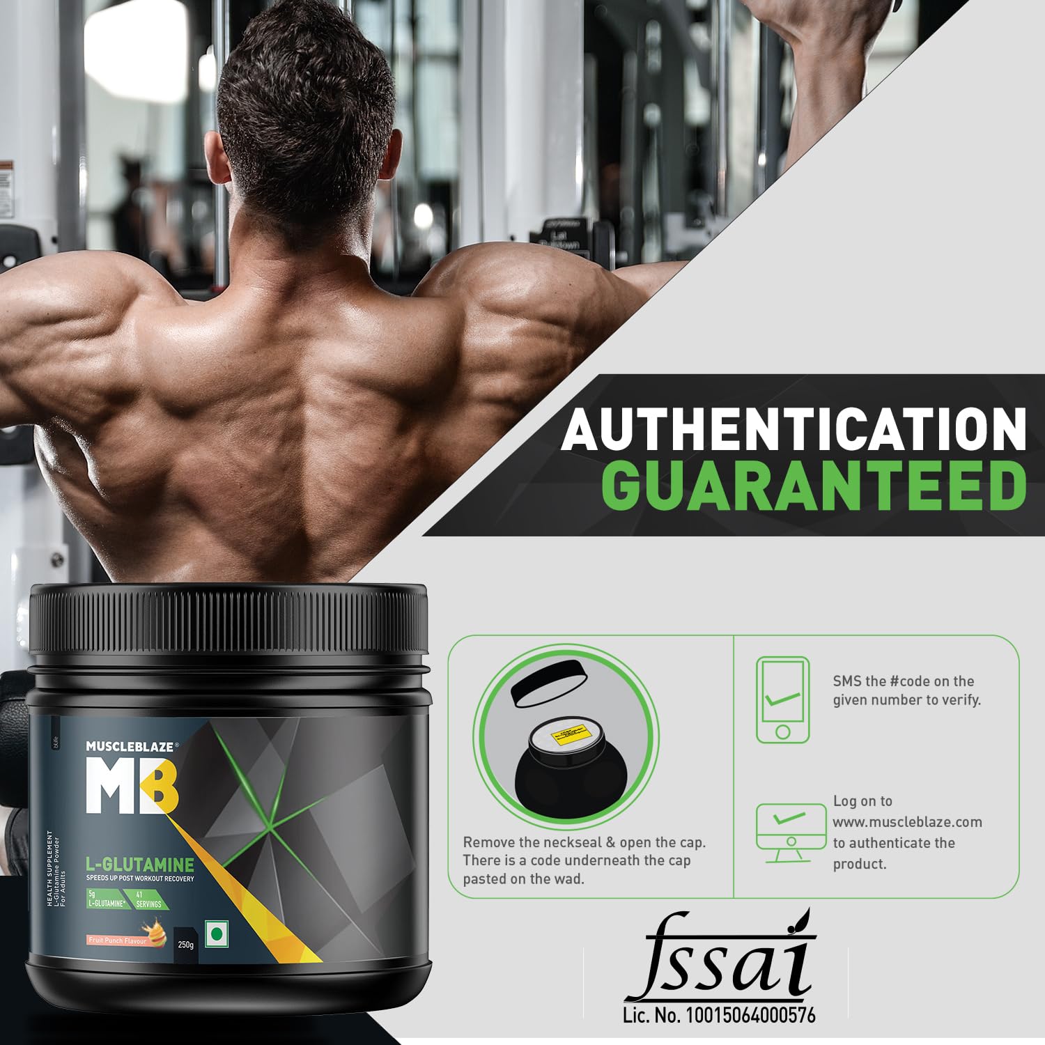 MUSCLEBLAZE MICRONIZED L-GULTAMINE FRUIT PUNCH 250GM