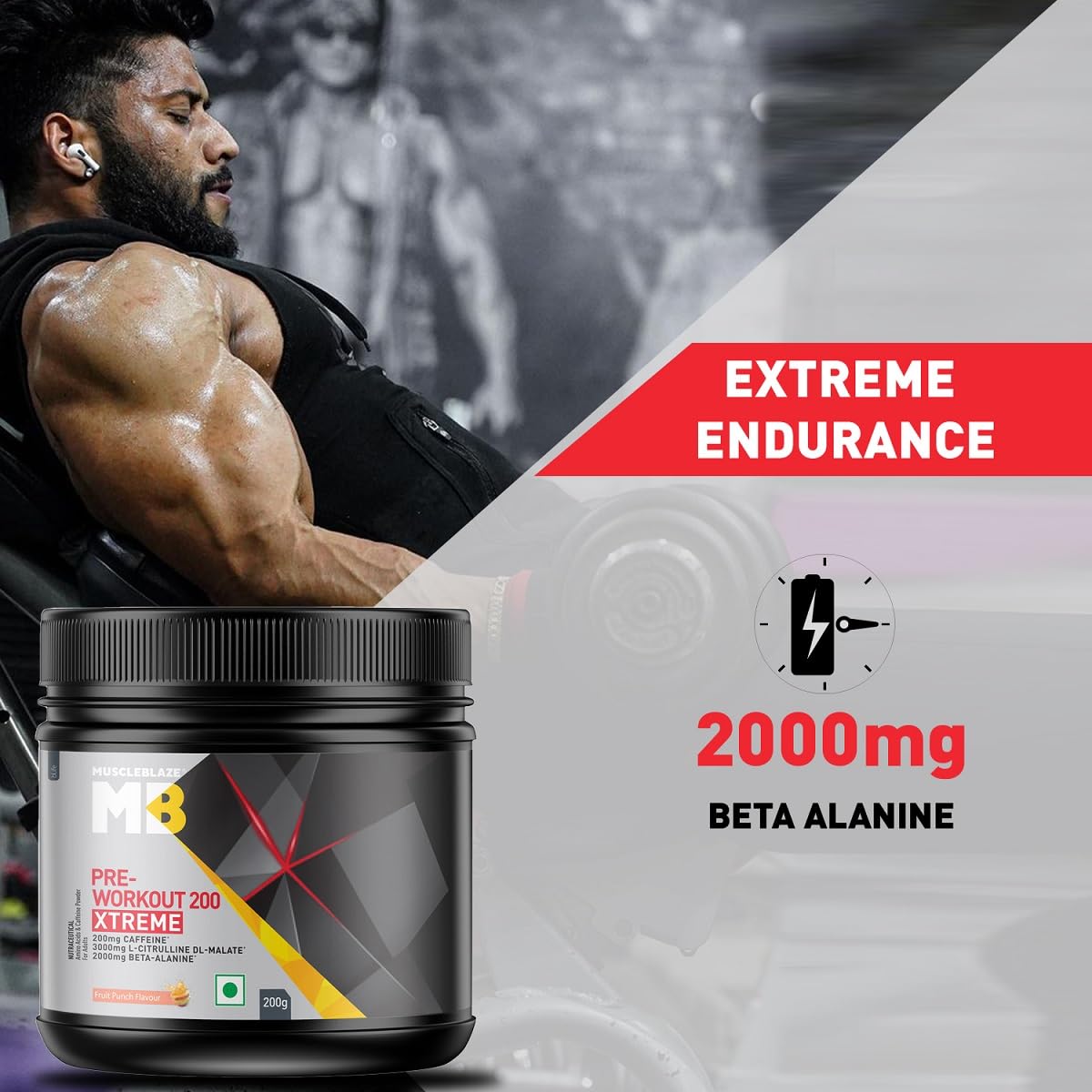 MUSCLEBLAZE PRE-WORKOUT 200 XTREME FRUIT PUNCH 0.44LB