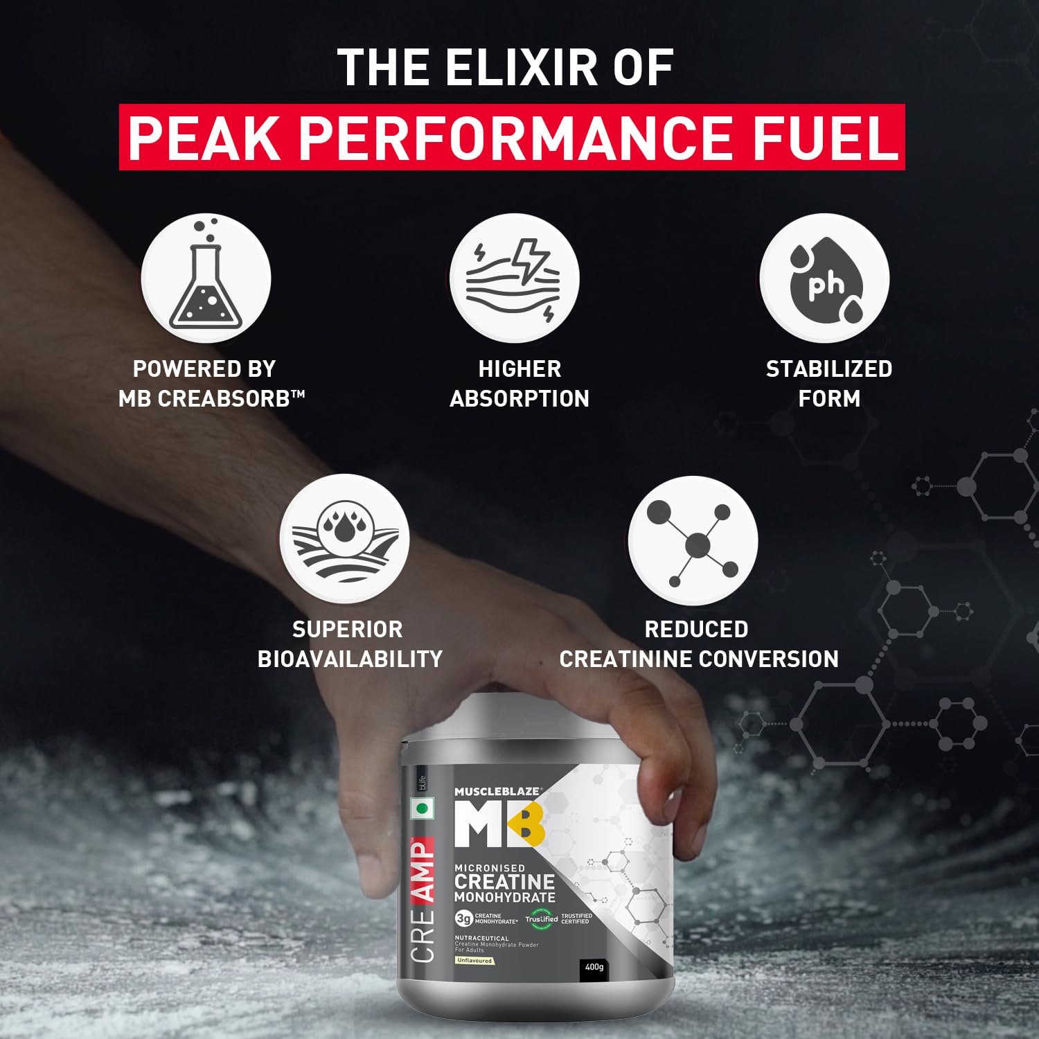 MUSCLEBLAZE CREATINE MONOHYDRATE CREAMP UNFLAVORED 0.88LB