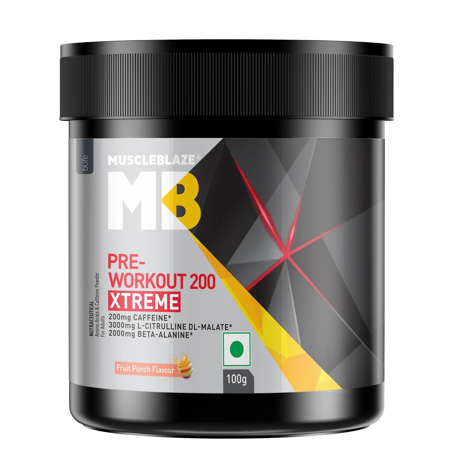 MUSCLEBLAZE PRE-WORKOUT 200 XTREME FRUIT PUNCH 0.22LB