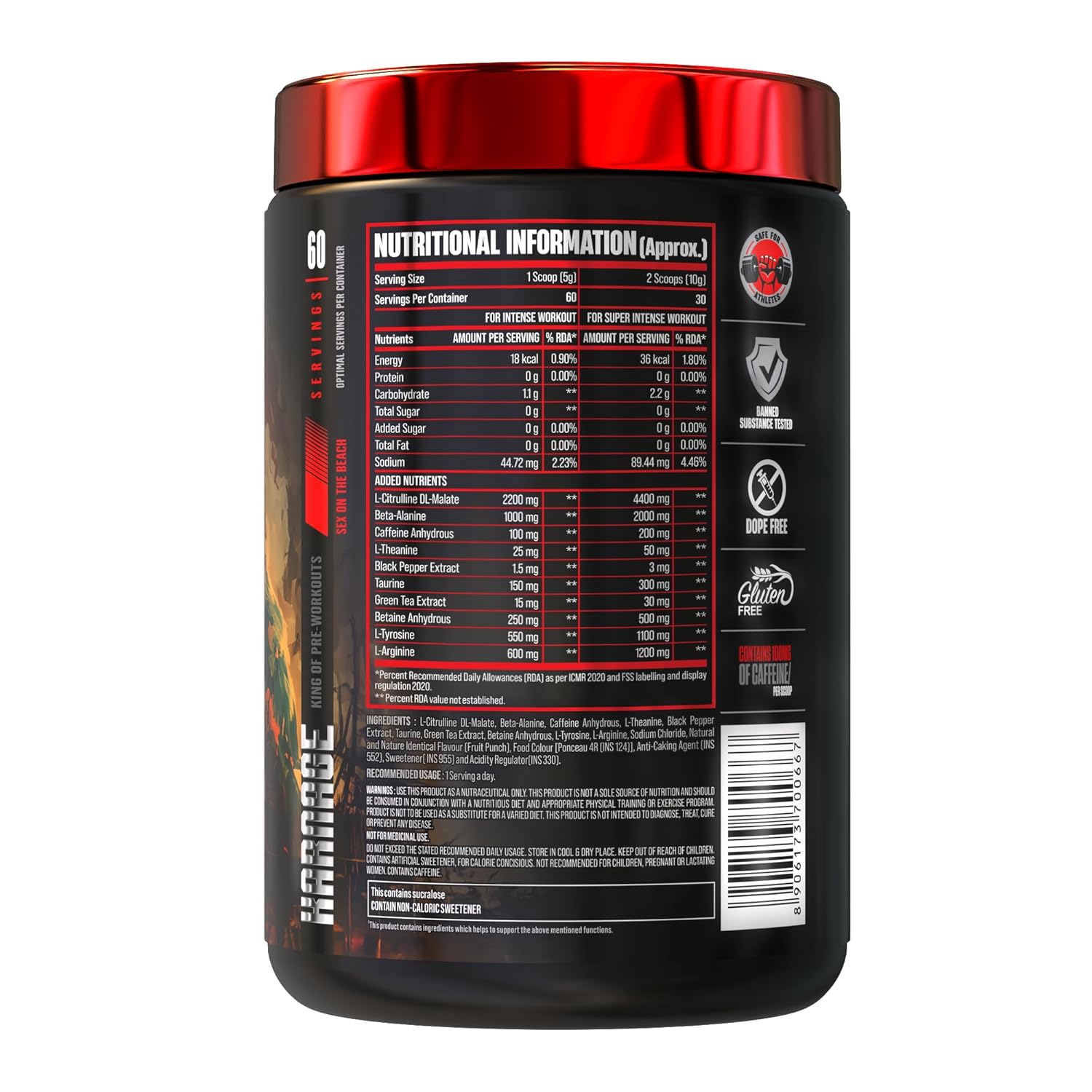 BIG MUSCLES KARNAGE PRE WORKOUT SEX ON THE BEACH 60 SERVINGS