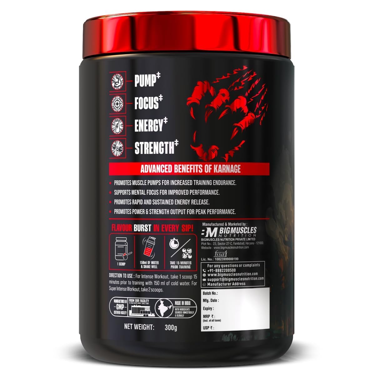 BIG MUSCLES KARNAGE PRE WORKOUT SEX ON THE BEACH 60 SERVINGS