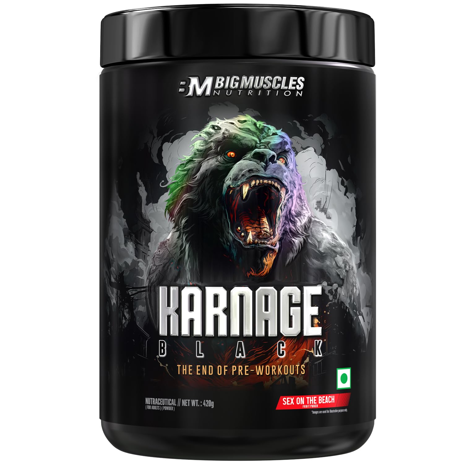 BIG MUSCLES KARNAGE BLACK PRE-WORKOUT SEX ON THE BEACH 30 SERVINGS