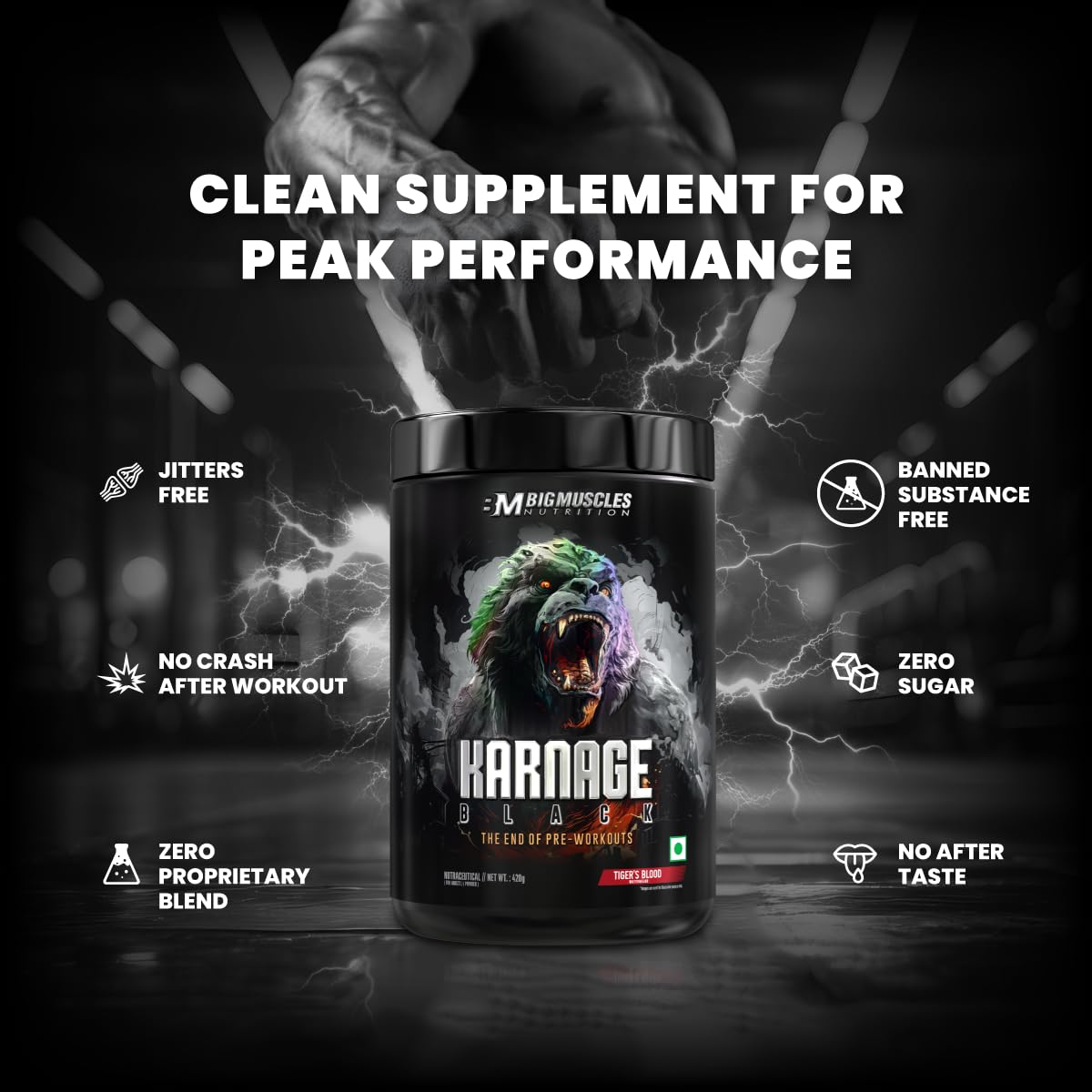 BIG MUSCLES KARNAGE BLACK PRE-WORKOUT SEX ON THE BEACH 30 SERVINGS