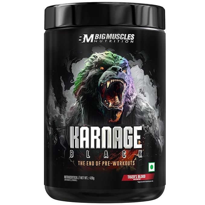 BIG MUSCLES KARNAGE BLACK PRE-WORKOUT TIGER BLOOD 30SERVINGS