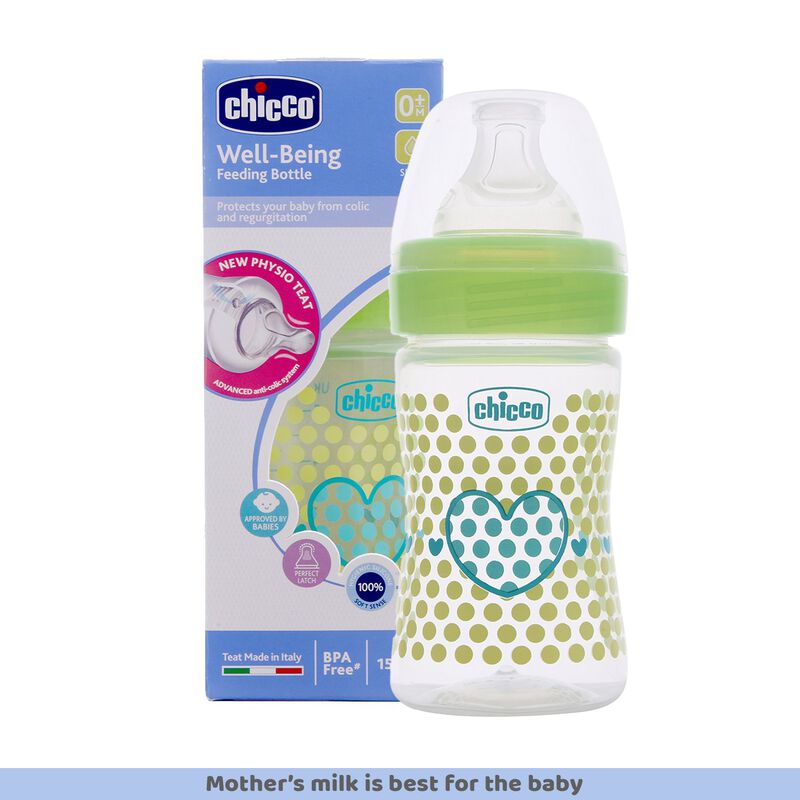 CHICCO BOTTEL WB SIL PHY GREEN 150ML