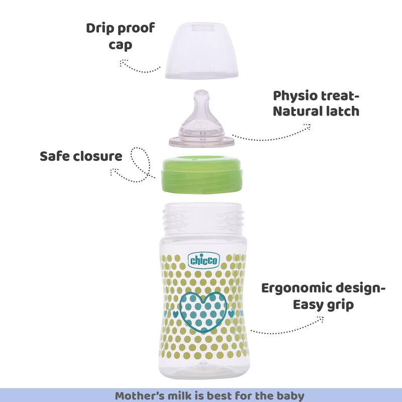 CHICCO BOTTEL WB SIL PHY GREEN 150ML