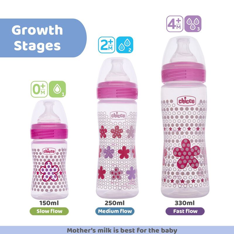 CHICCO BOTTEL WB SIL PHY PINK FLOWER 330ML