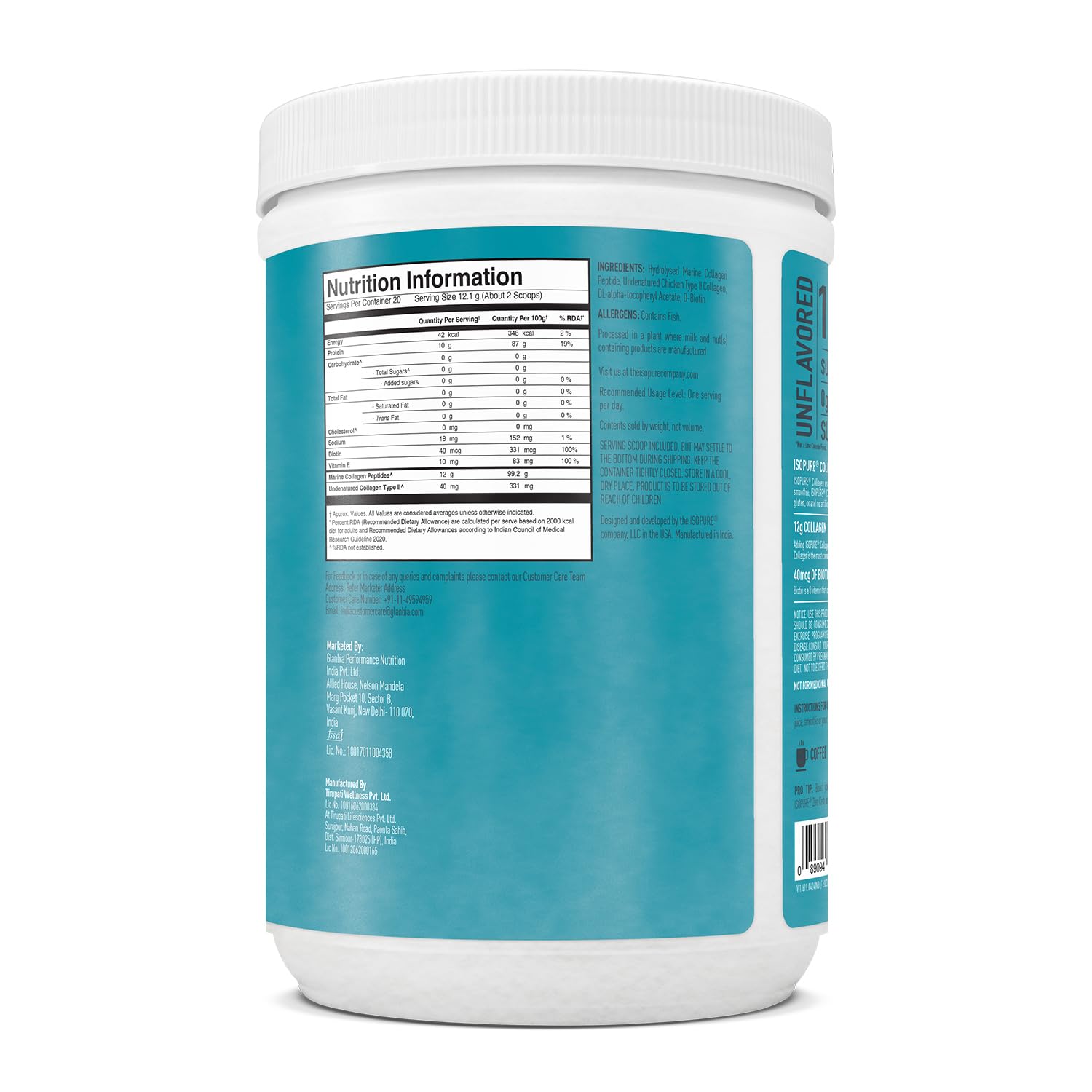 ISOPURE COLLAGEN PEPTIDES 12 SERVE WITH BIOTIN AND VITAMIN-E 250GM UNFLAVORED