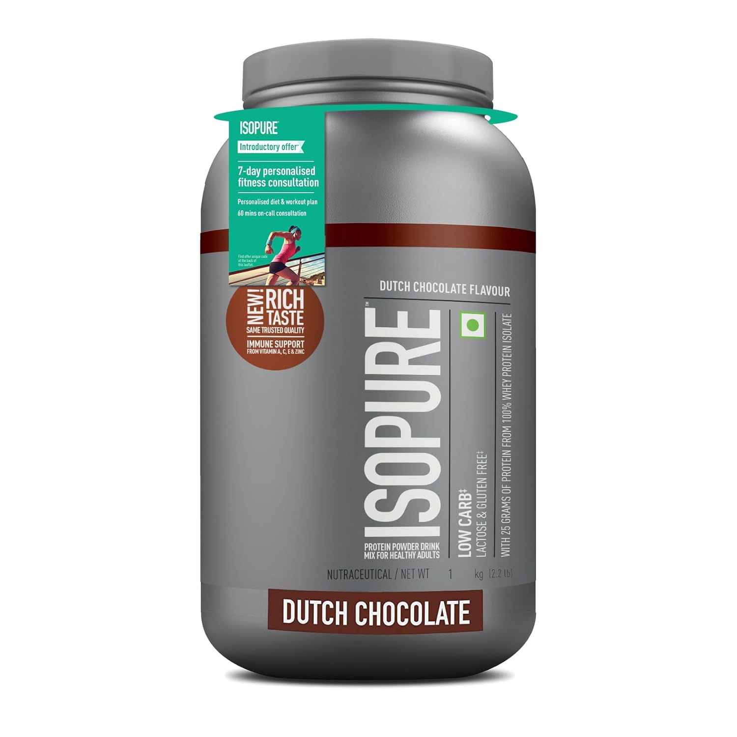 ISOPURE LOW CARB WHEY PROTEIN ISOLATE POWDER DUTCH CHOCOLATE 1KG
