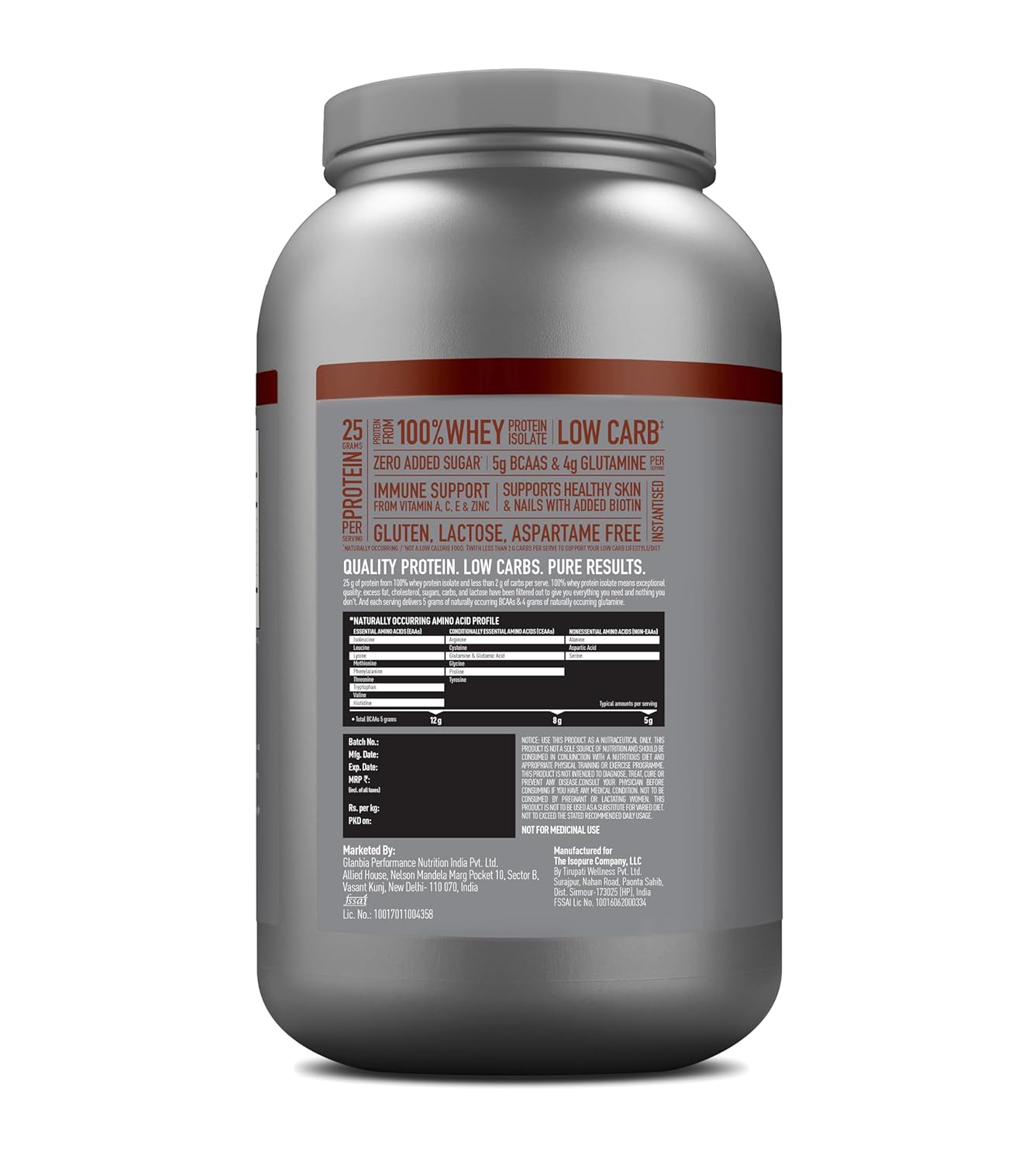 ISOPURE LOW CARB WHEY PROTEIN ISOLATE POWDER DUTCH CHOCOLATE 1KG