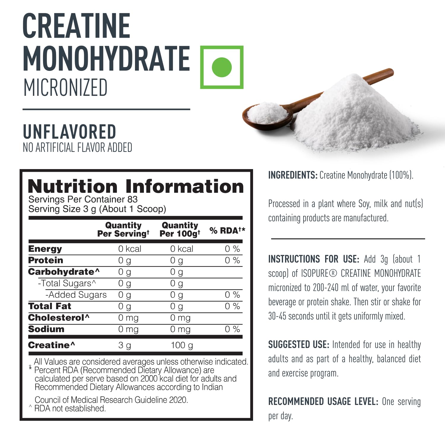 ISOPURE CREATINE MONOHYDRATE 250GM