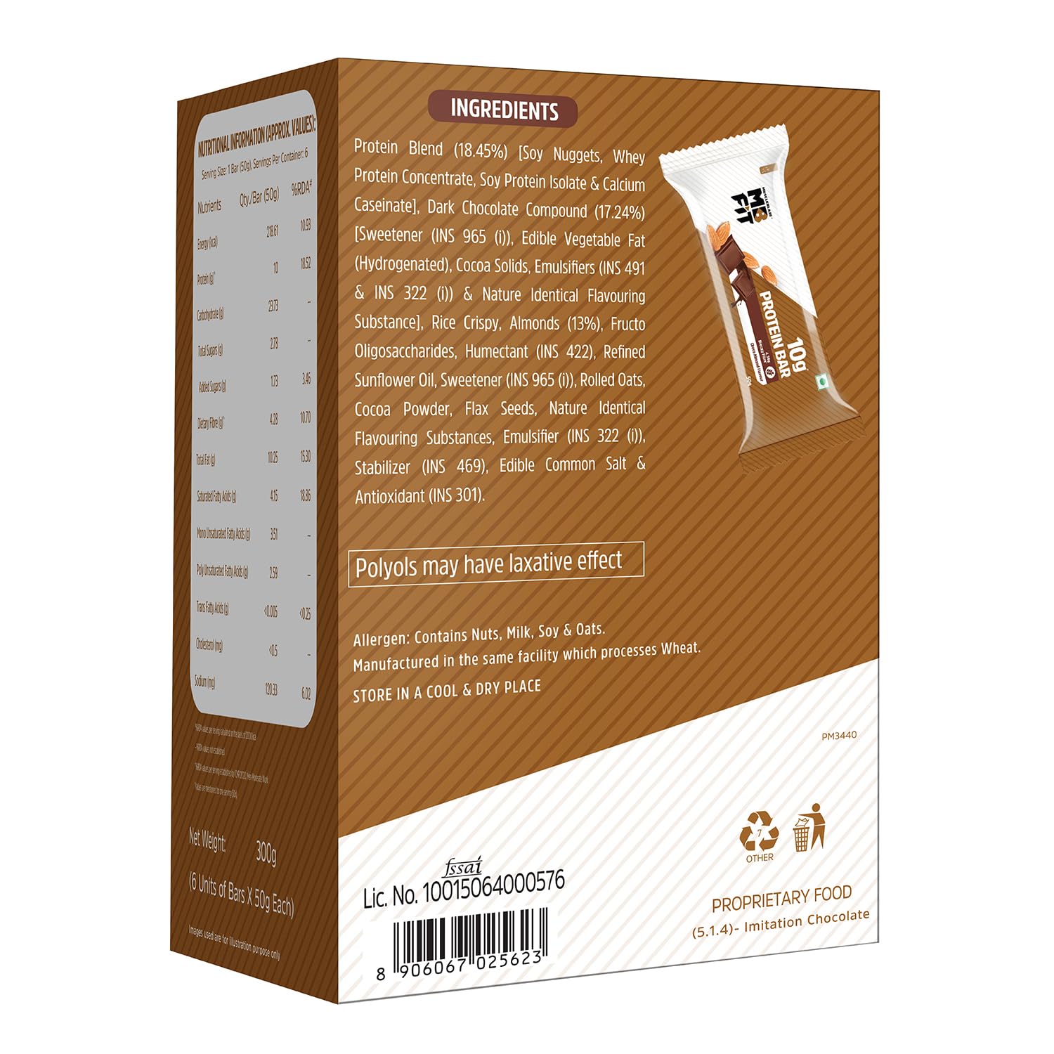 MUSCLEBLAZE PROTEIN BAR ( 10GM PROTEIN ) CHOCO ALMOND 6 BARS