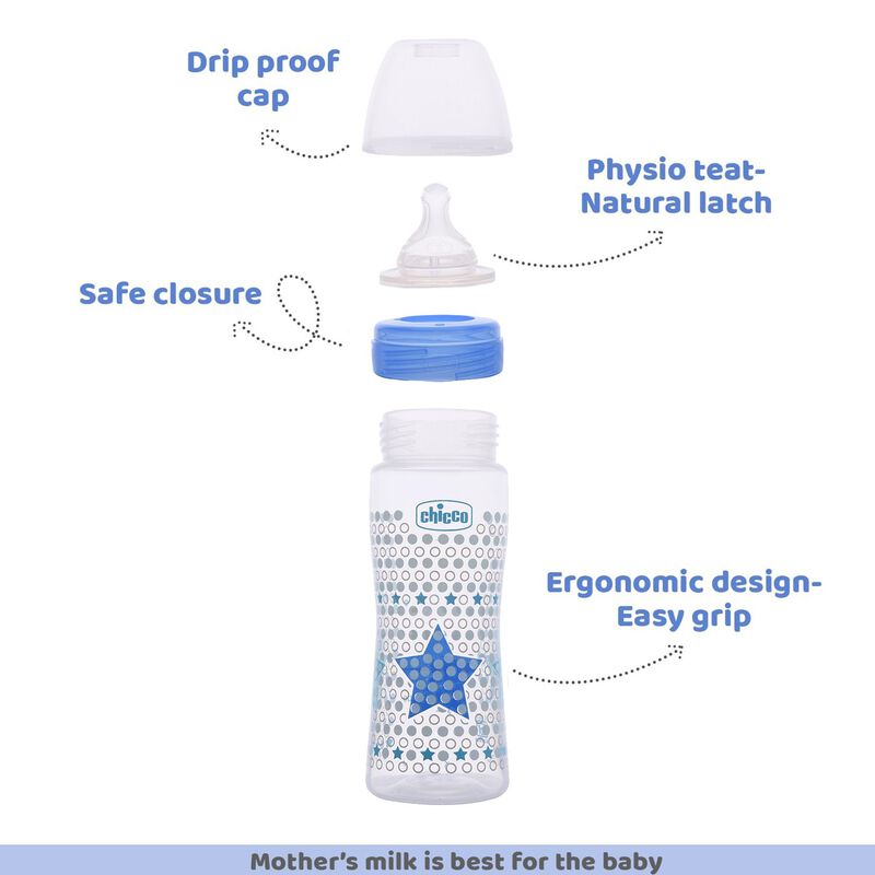 CHICCO BOTTEL WB SIL PHY BLUE 330ML