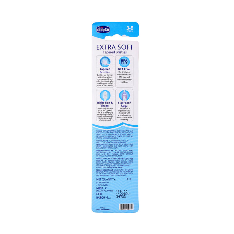 CHICCO TOOTHBRUSH BLUE 3Y-8Y