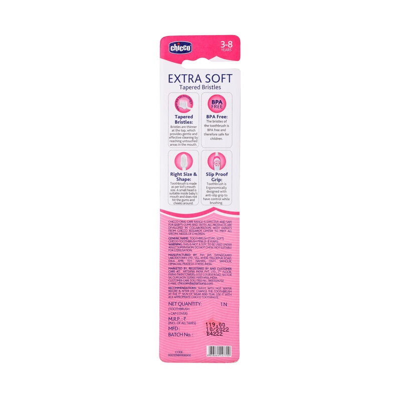 CHICCO TOOTHBRUSH PINK 3Y-8Y