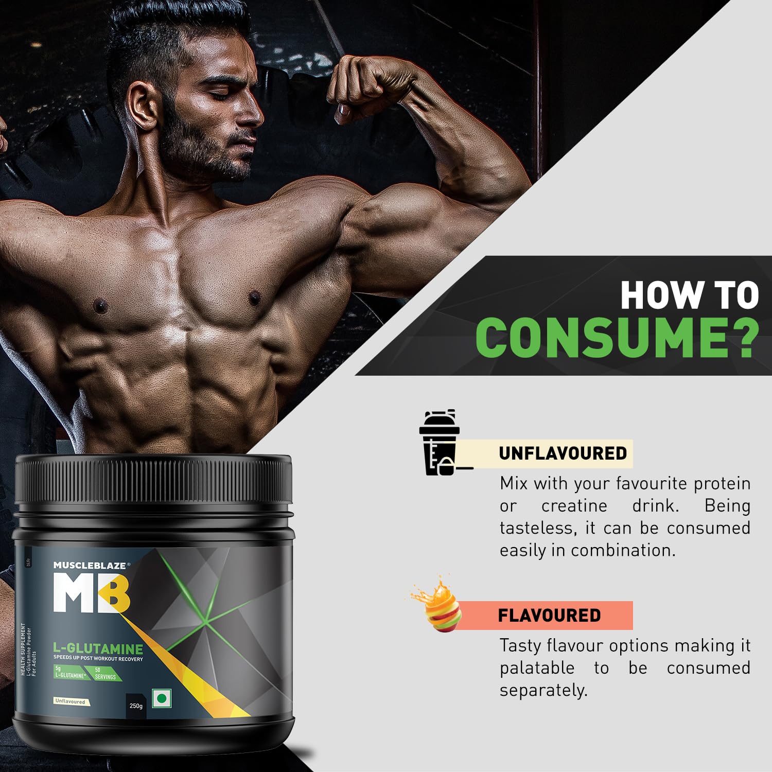 MUSCLEBLAZE MICRONIZED GLUTAMINE UNFLAVOURED 0.55LB
