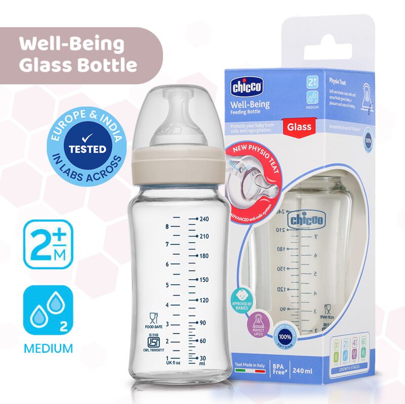 CHICCO WB GLASS PINK 240ML
