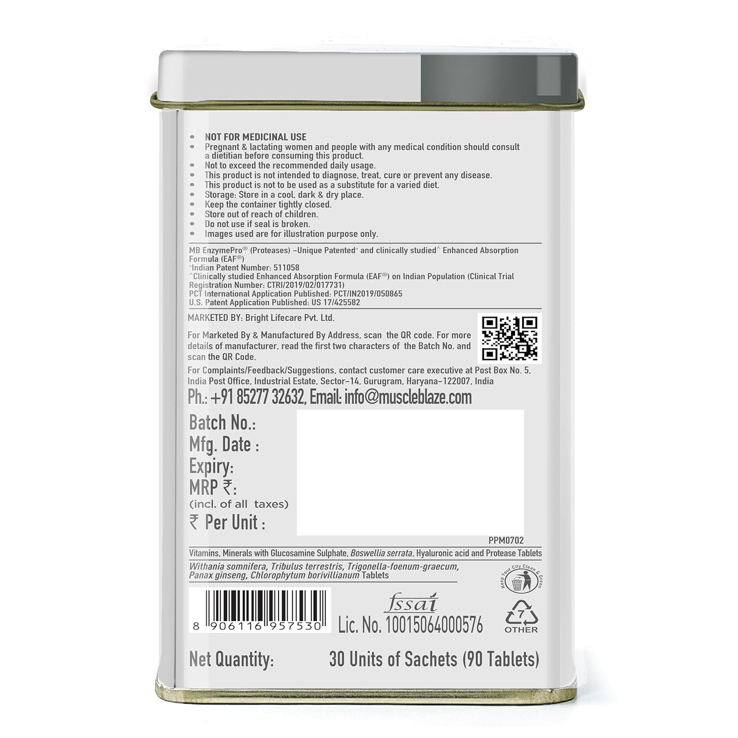 MUSCLEBLAZE BIOZYME 5 IN 1 MULTIVITAMIN UNFLAVOURED 90 TABLETS