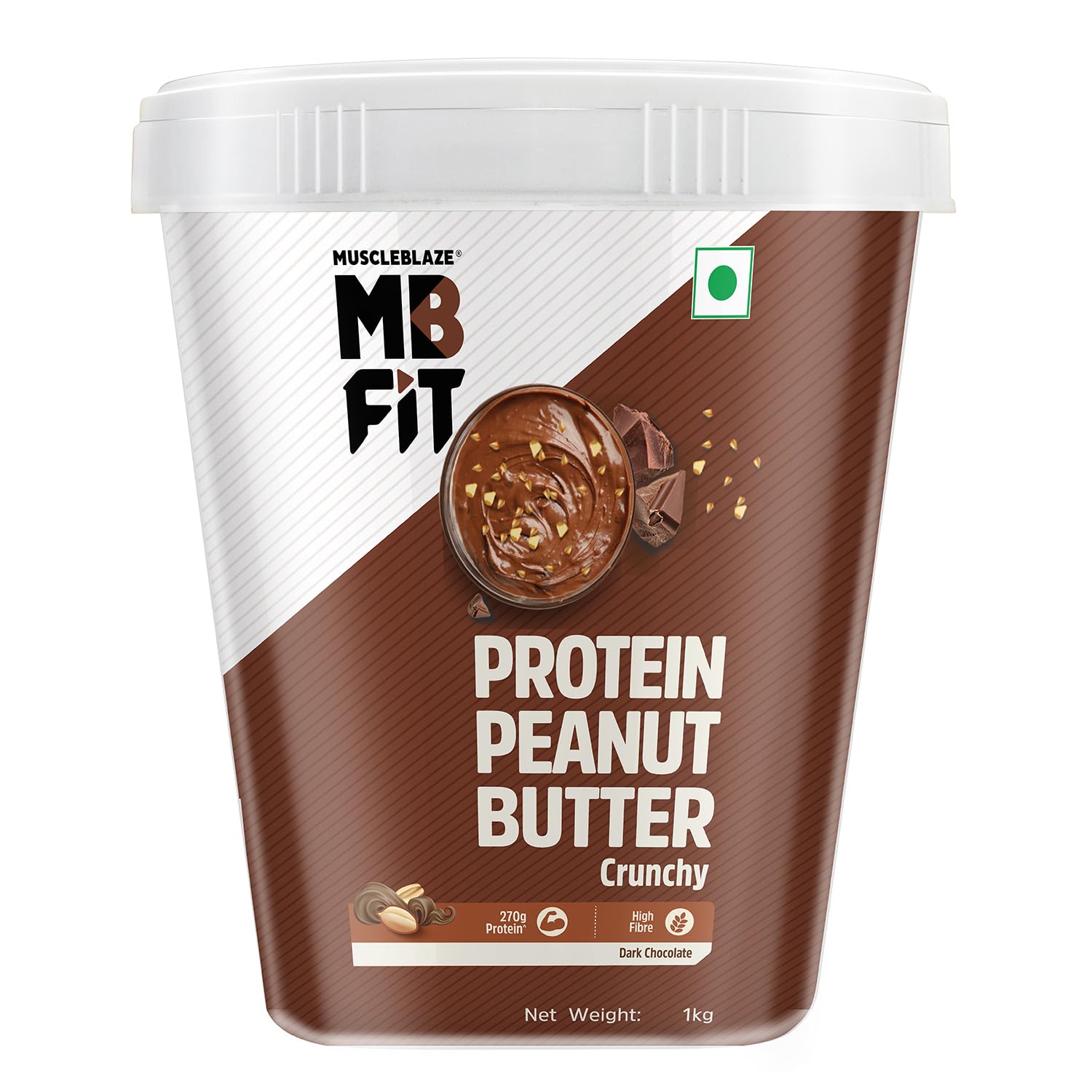 MUSCLEBLAZE HIGH PROTEIN NATURAL PEANUT BUTTER UNSWEETENED 1KG DARK CHOCOLATE CRUNCHY
