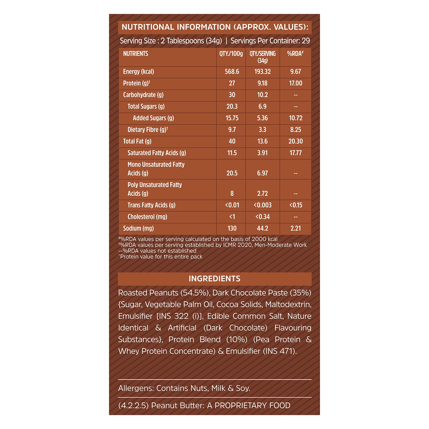 MUSCLEBLAZE HIGH PROTEIN NATURAL PEANUT BUTTER UNSWEETENED 1KG DARK CHOCOLATE CRUNCHY