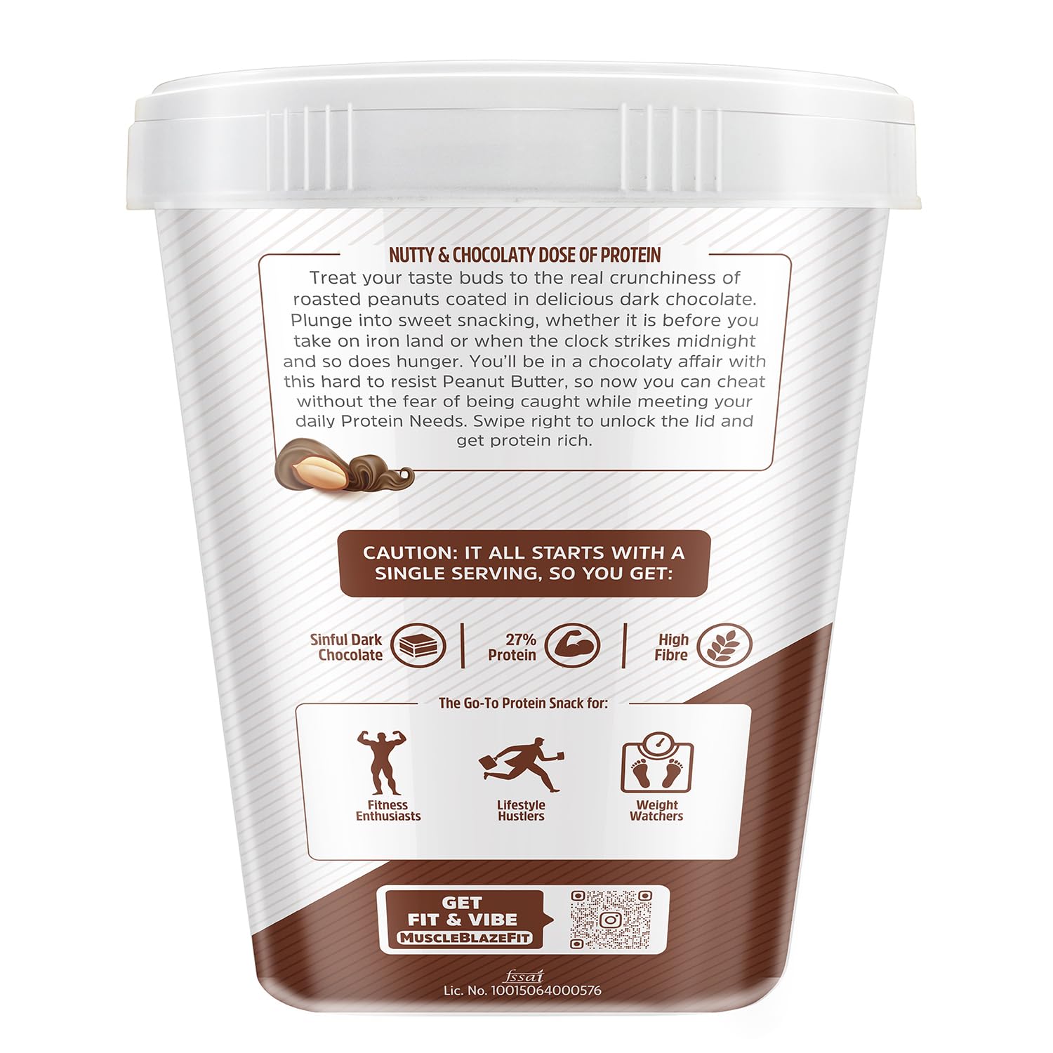 MUSCLEBLAZE HIGH PROTEIN NATURAL PEANUT BUTTER UNSWEETENED 1KG DARK CHOCOLATE CRUNCHY