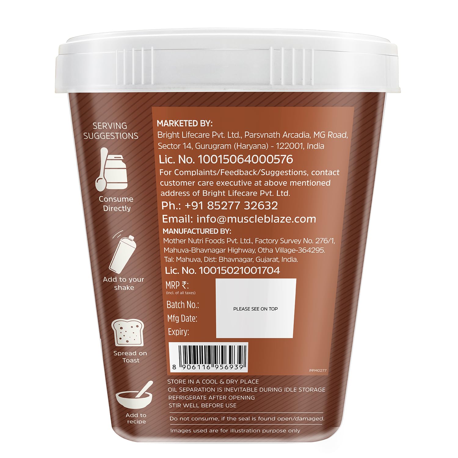 MUSCLEBLAZE HIGH PROTEIN NATURAL PEANUT BUTTER UNSWEETENED 1KG DARK CHOCOLATE CRUNCHY