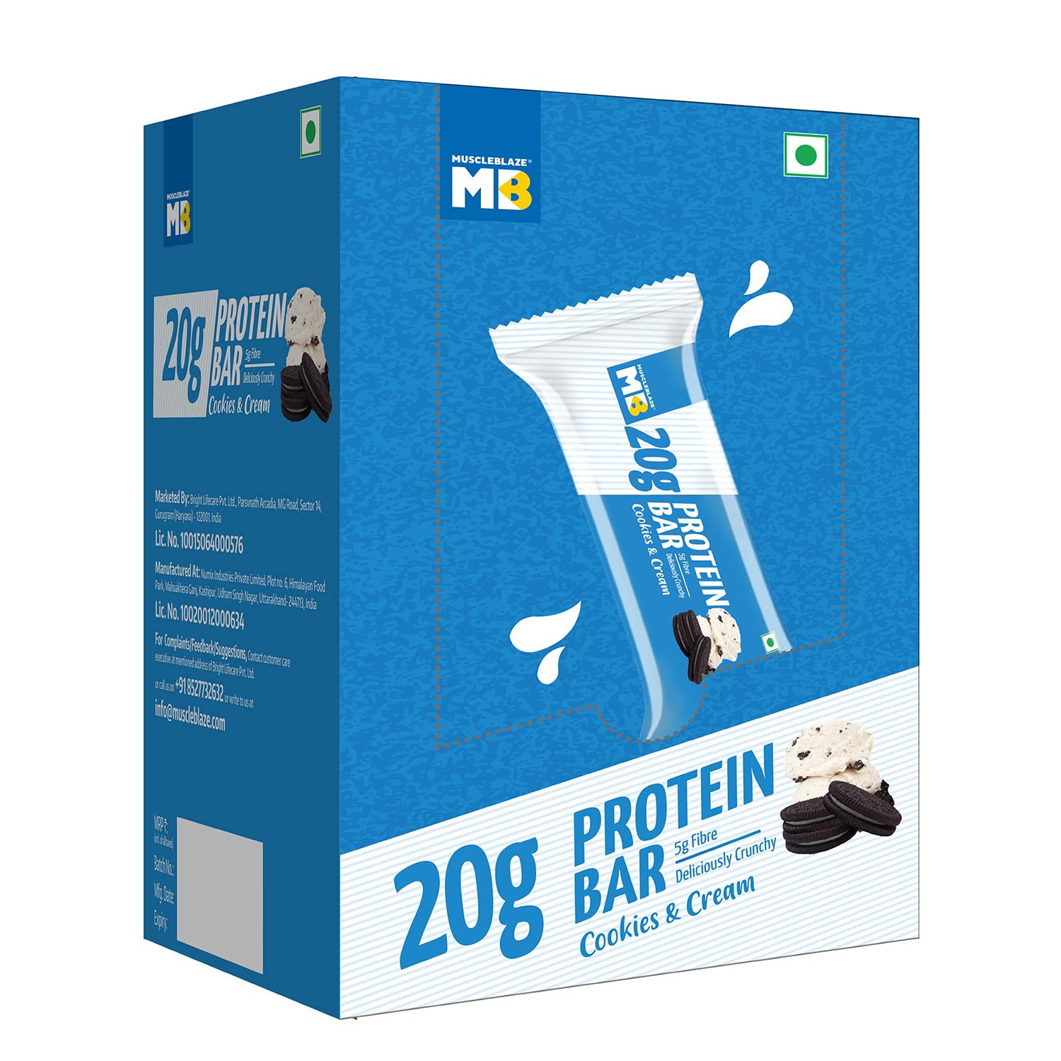 MUSCLEBLAZE PROTEIN BAR ( 20GM PROTEIN ) COOKIES AND CREAM 6 BARS