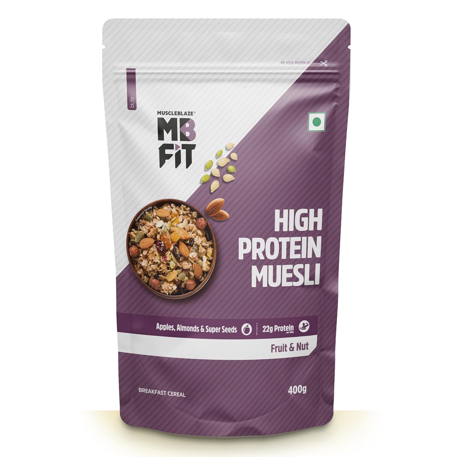 MUSCLEBLAZE HIGH PROTEIN MUESLI FRUITS & NUTS 400GM