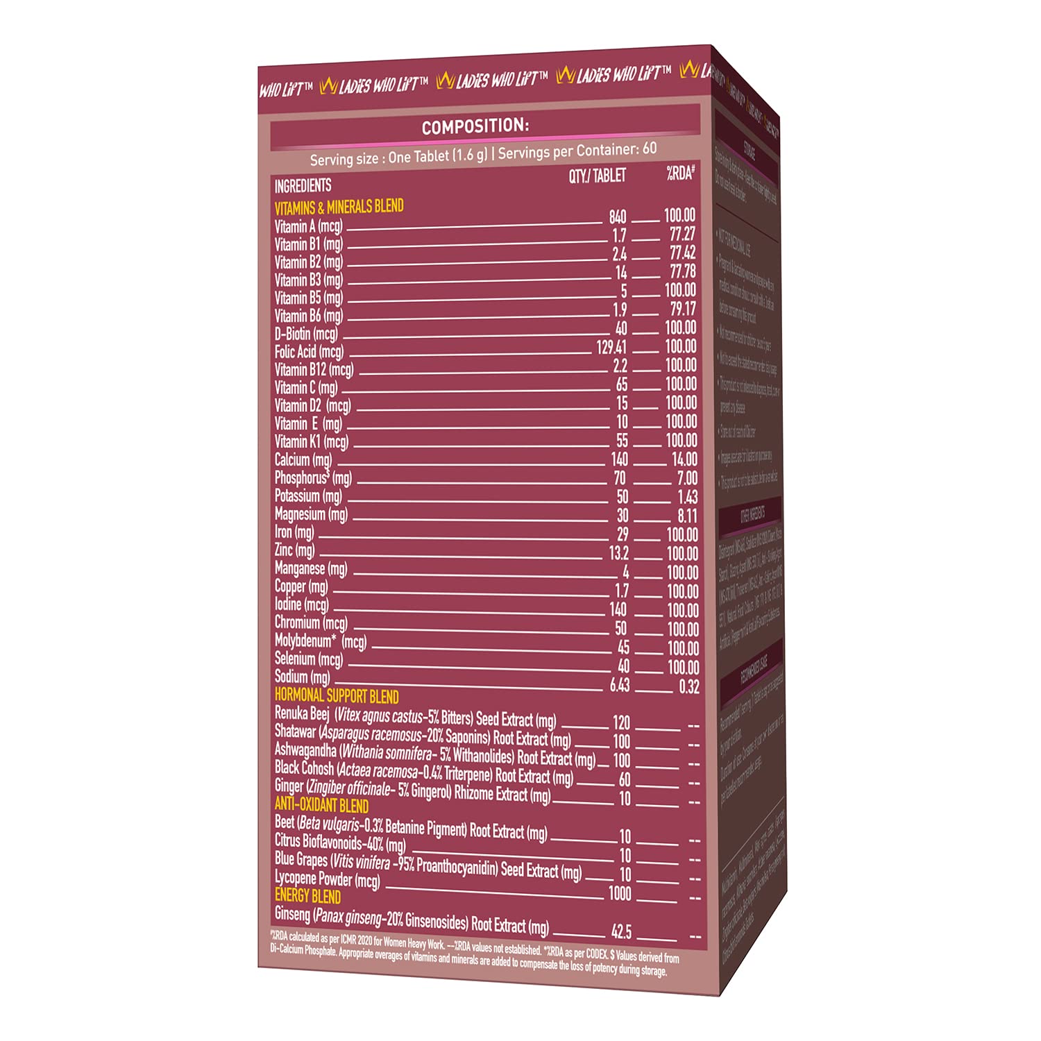 MUSCLEBLAZE WOMEN DAILY MULTIVITAMIN UNFLAVOURED 60 TABLETS