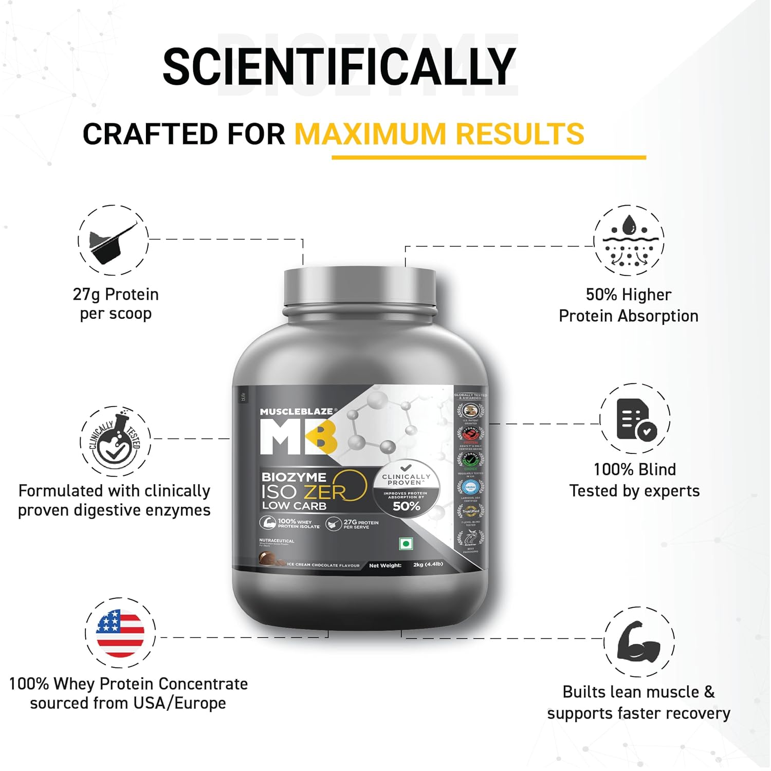 MUSCLEBLAZE BIOZYME ISO-ZERO 4.4LB LOW CARB COOKIES AND CREAM