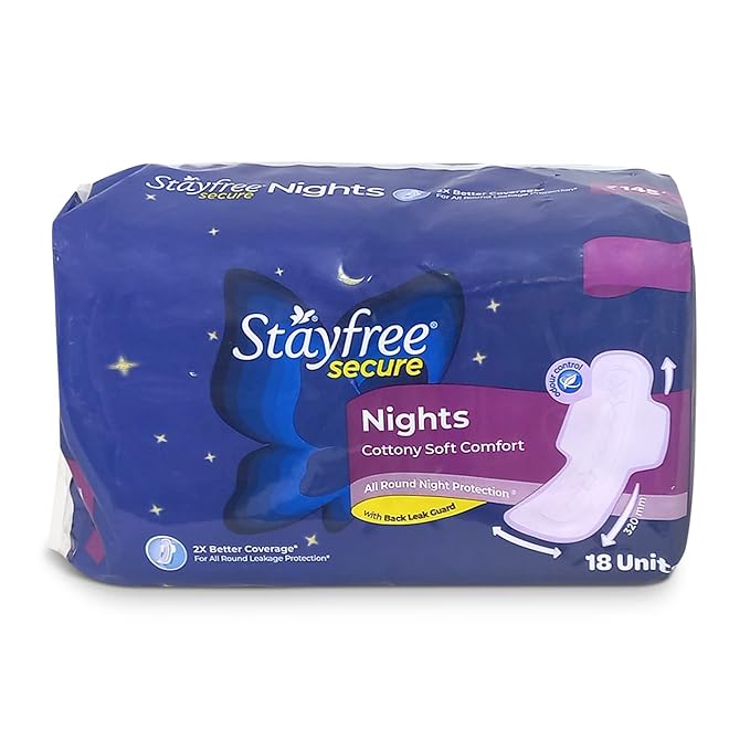 STAYFREE SECURE NIGHT SOFT SANITARY PADS XXL 18 PADS