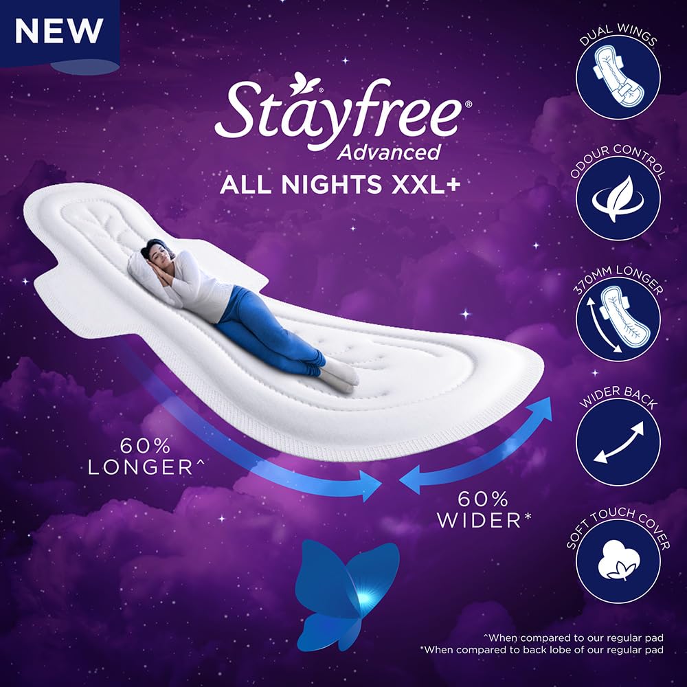 STAYFREE ADVANCED ALL NIGHT SANITARY PADS 8 PCS