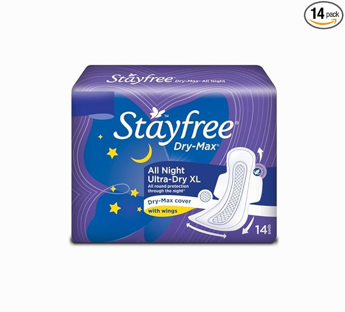 STAYFREE DRY MAX ALL NIGHT SANITARY PADS 14 PCS
