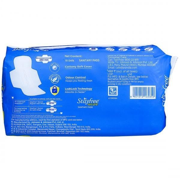 STAYFREE REGULAR SANITARY PADS 18 PCS