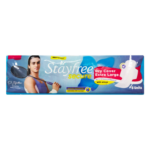 STAYFREE SECURE DRY XL SANITARY PADS 6 PCS