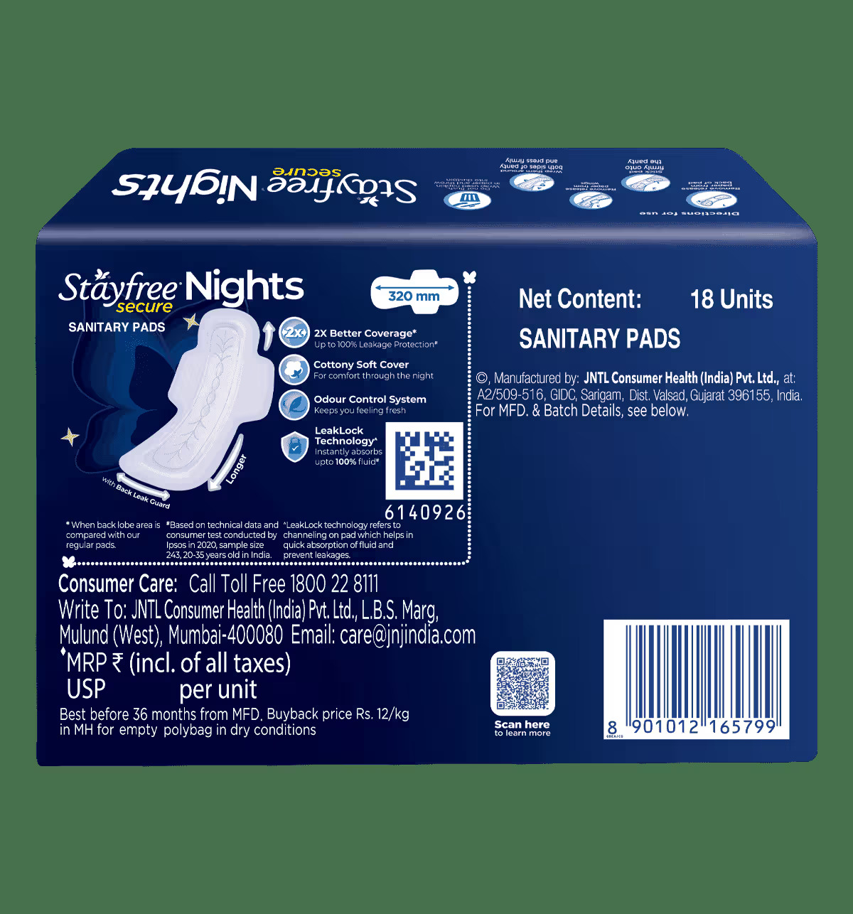 STAYFREE SECURE NIGHT XXL 18 PCS