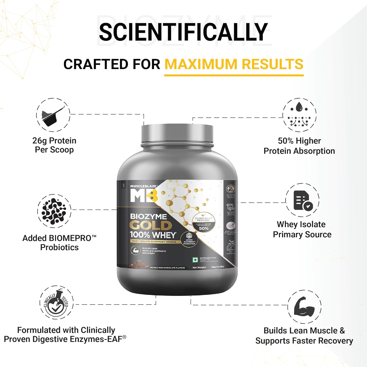 MUSCLEBLAZE BIOZYME GOLD WHEY PROTEIN DOUBLE RICH CHOCOLATE 2KG