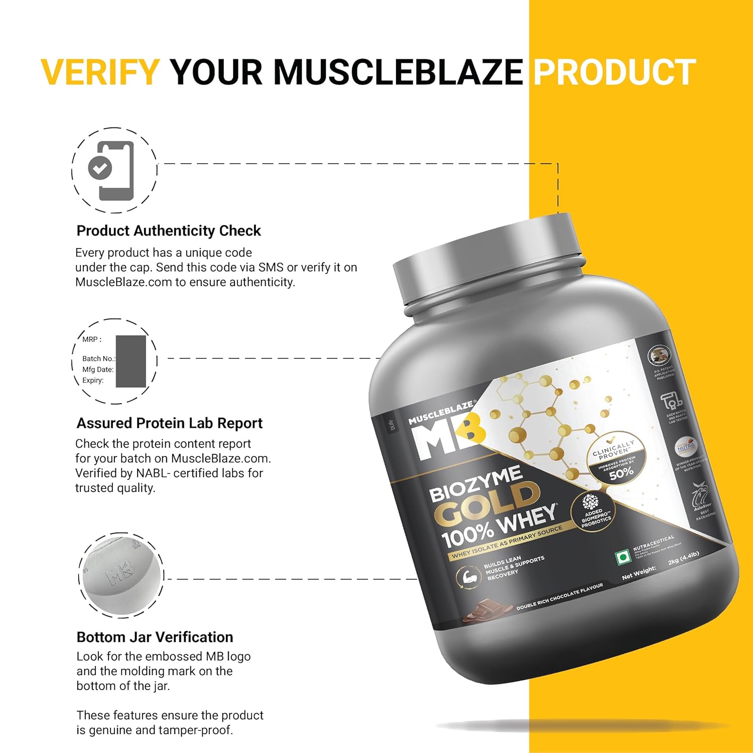 MUSCLEBLAZE BIOZYME GOLD WHEY PROTEIN DOUBLE RICH CHOCOLATE 2KG