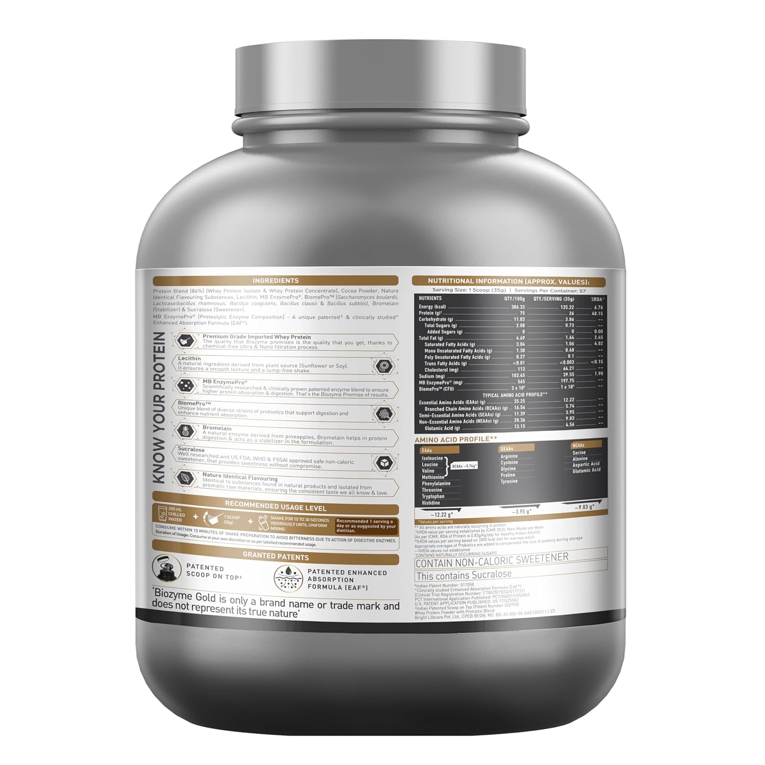 MUSCLEBLAZE BIOZYME GOLD WHEY PROTEIN DOUBLE RICH CHOCOLATE 2KG