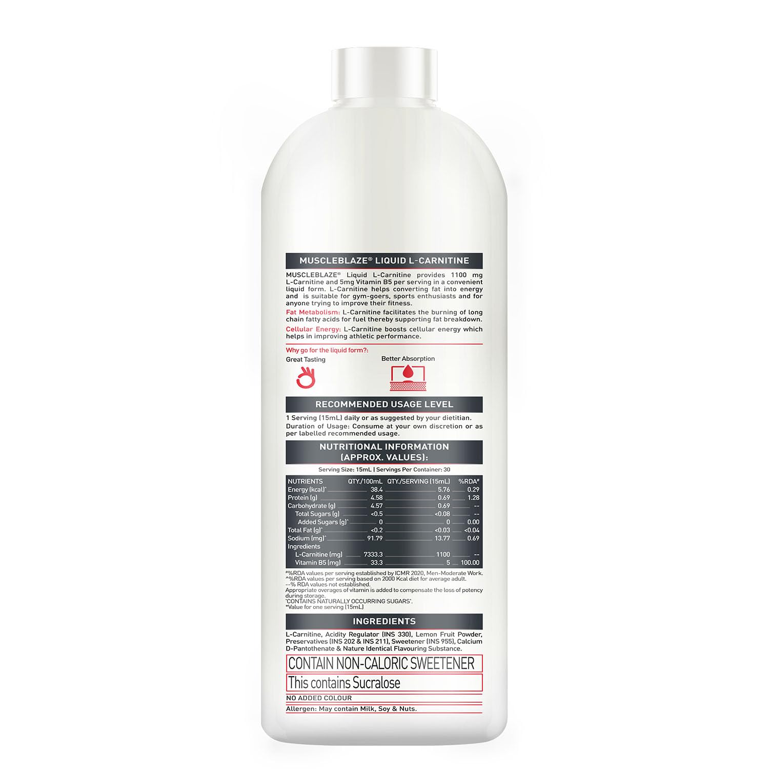 MUSCLEBLAZE LIQUID L-CARNITINE 1100MG KEY LIME 450ML