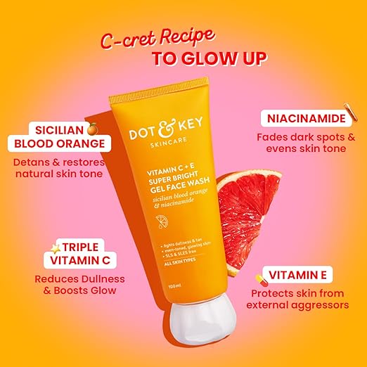 DOT & KEY VITAMIN C + E SUPER BRIGHT GEL FACE WASH FOR GLOWING AND BRIGHTENING SKIN 100ML