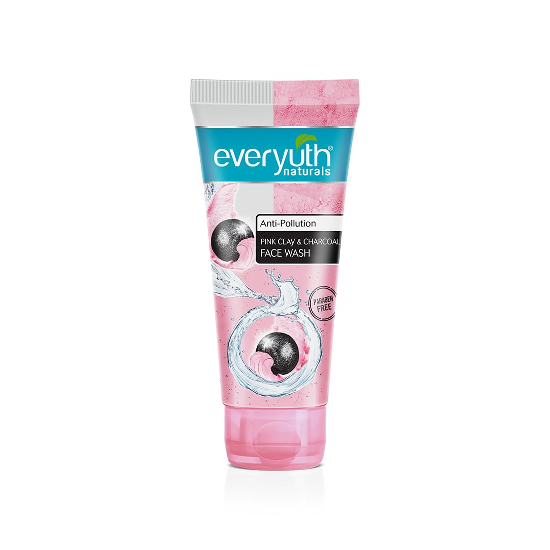 EVERYUTH NATURALS ANTI POLLUTION PINK CLAY & CHARCOAL FACE WASH 50G