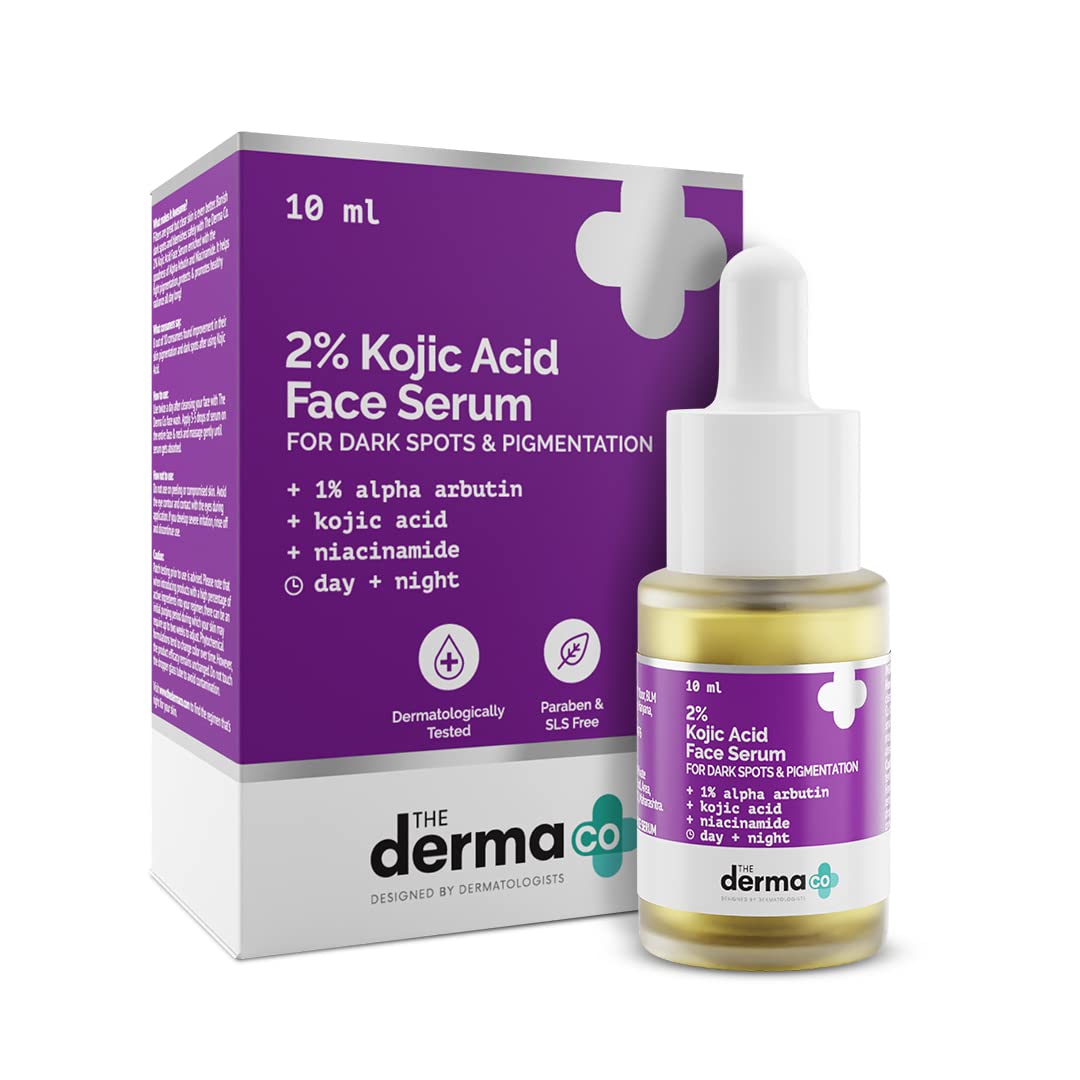 THE DERMA CO 2% KOJIC ACID FACE SERUM WITH 1% ALPHA ARBUTIN & NIACINAMIDE REDUCES DARK SPOTS 10ML